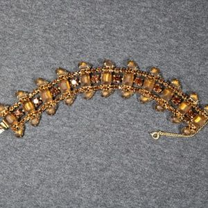 vintage costume jewelry frosted brown rhinestone bracelet